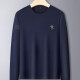 Men's Casual Long Sleeve Crew Neck Letter Embroidery T-shirt 855# Navy Clothing Wholesale Market -LIUHUA