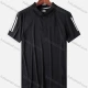 Wholesale Men's Quick Dry Workout Button Front Plain Reflective Stripes Polo Shirts 6651# Black Clothing Wholesale Market Liuhua
