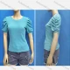 Wholesale Women's Casual Crew Neck Short Sleeve Drawstring Knit Plain Tops Sky Blue Clothing Wholesale Market Liuhua
