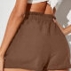 Women's Casual Elastic Waist Drawstring Ruffle Trim Plain Shorts AY245# 19# Clothing Wholesale Market -LIUHUA