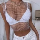 Wholesale Women's Sexy Elastic Fishnet Diamond Decor Plain Crop Cover Up Top White Clothing Wholesale Market Liuhua