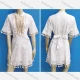 Wholesale Women's Sexy Short Sleeve Notched V Neck Tie Front Embroidery Lace Dress White Clothing Wholesale Market Liuhua