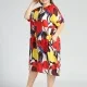 Women's Round Neck Short Sleeve Floral Print Plus Midi Dress Red Clothing Wholesale Market -LIUHUA