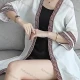 Wholesale Women's Linen 3/4 Sleeve Argyle Tribal Print Vintage Mid Length Cardigan White Clothing Wholesale Market Liuhua
