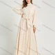 Wholesale Women's Chiffon Mock Neck Floral Print Two In One Maxi Dress With Belt 0737# Apricot Clothing Wholesale Market Liuhua