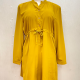 Women's Casual Stand Collar Long Sleeve Buttons Drawstring Short Dress Yellow Clothing Wholesale Market -LIUHUA