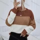 Wholesale Women's Round Neck Colorblock Pullover Sweater Chocolate Guangzhou Clothing Wholesale Market & Suppliers -LIUHUAMALL