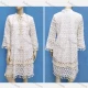 Wholesale Women's Casual 3/4 Sleeve Notched Neck Tie Front Embroidery Lace Dress White Clothing Wholesale Market Liuhua