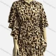 Wholesale Women's Vintage Collared Short Sleeve Leopard Print Button Down Shirt Dress With Belt Coffee Clothing Wholesale Market Liuhua