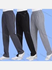 Wholesale Men's Casual Plain 100%Cotton Breathable Elastic Waist Slant Pockets Pants, LIUHUA CLOTHING WHOLESALE