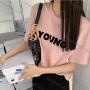 Wholesale Women's Casual Letter Print Round Neck Short Sleeve Tee 1022# preview