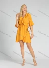 Wholesale Women's V-Neck Ruffle Trim Trumpet Sleeve Casual Wrap Hem Short Dress - Liuhuamall