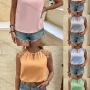 Wholesale Women's Casual Round Neck Cap Sleeve Hollow Out Plain Blouse A22007L# preview