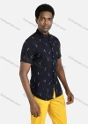 Wholesale Men's Casual Short Sleeve Abstract Print Button Down Shirt - Liuhuamall