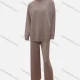 Wholesale Women's Casual Plain Turtleneck Drop Shoulder Pullover Sweatshirt & Pants 2-Piece Set Pale Chestnut Clothing Wholesale Market Liuhua