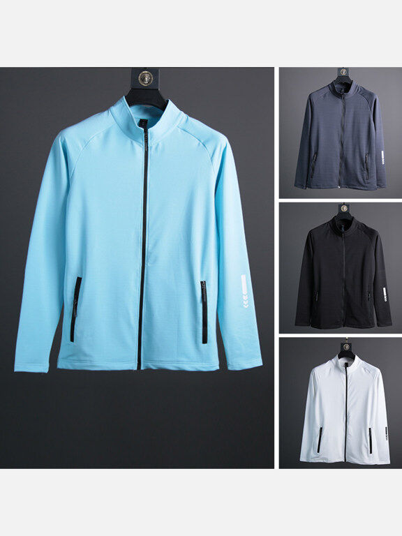 Men's Sporty Long Sleeve Jacket Quick Dry Breathable Zipper Athletic Outerwear, Clothing Wholesale Market -LIUHUA, MEN, Active-Outdoor