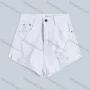 Wholesale Women's Casual Plain Button Front Frayed Raw Shorts With Pockets preview