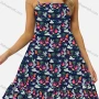 Wholesale  Women's Tropical Print Pleated Ruffle Hem Cami Dress preview