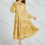 Wholesale Women's Casual Crew Neck Shirt Sleeve Floral Print Loose Fit Midi Dress 2012# preview