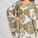 Wholesale Women's Casual V Neck Shirt Sleeve Baroque Print Loose Fit Knee Length Kaftan Dress 2013# Gold Clothing Wholesale Market Liuhua
