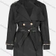Wholesale Women's Casual Plain Lapel Button Closure Long Sleeve Trench Coat With Belt Black Clothing Wholesale Market Liuhua