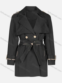 Wholesale Women's Casual Plain Lapel Button Closure Long Sleeve Trench Coat With Belt, LIUHUA CLOTHING WHOLESALE