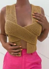 Wholesale Women's Sexy Plain Wrap Crossover Chunky Knit Tank Sweater - Liuhuamall
