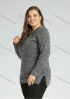 Wholesale Women's Elegant Round Neck Long Sleeve Floral Embroidery Slit Hem Knit Top - Liuhuamall