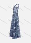 Wholesale Women's Elegant Sleeveless Pearl Lace Appliques Maxi Evening Dress - Liuhuamall