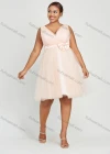 Wholesale Women's Elegant Sleeveless V Neck Tie Back Bowknot Mesh Cocktail Party Dress - Liuhuamall