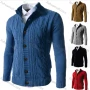 Wholesale Men's Casual Stand Collar Button Down Cable Knit Plain Jackets preview