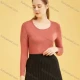 Wholesale Women's Plain Round Neck Long Sleeve Tight Thermal Underwear Top（Pack Of 40） Brick Red Clothing Wholesale Market Liuhua