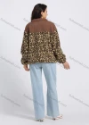 Wholesale Women's Drop Shoulder Splicing Stand Collar Zipper Leopard Teddy Coat - Liuhuamall