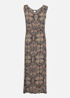 Wholesale Women's Casual Sleeveless Keyhole Neck Vintage Print Pleated Maxi Tank Dress - Liuhuamall