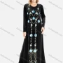 Wholesale Women's Casual Embroidered Round Neck Velvet Long Sleeve Maxi Dress preview