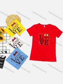 Wholesale Girl's Casual Cartoon Print Round Neck Short Sleeve Tee, LIUHUA CLOTHING WHOLESALE