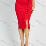 Wholesale Women's Business High Waist Button Decor Slit Hem Plain Pencil Skirt preview
