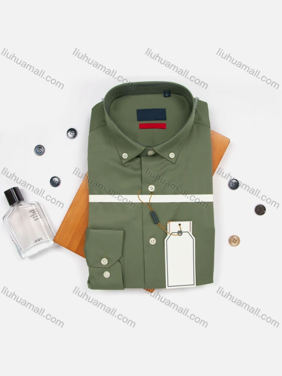 Wholesale Men's Slim Fit Long Sleeve Button Down Collared Satin Plain Shirts AB220504-7#