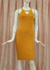 Wholesale Women's Casual Ruched Plain Hollow Out Halter Dress - Liuhuamall