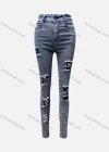 Wholesale Women's Casual Plain Pockets Ripped Rivet Decor Skinny Jeans 4211# - Liuhuamall