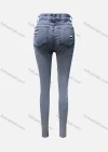 Wholesale Women's Casual Plain Pockets Ripped Rivet Decor Skinny Jeans 4211# - Liuhuamall