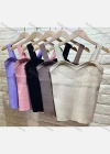 Wholesale Women's Casual Plain Sweatheart Collar Rib Knit Tank Top - Liuhuamall