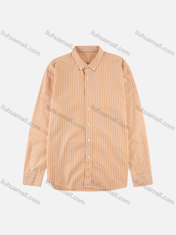 Wholesale Men's 100% Cotton Striped Print Casual Long Sleeve Button Down Shirt