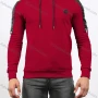 Wholesale Men's Casual Long Sleeve Zipper Leather Splicing Drawstring Hooded Sweatshirts preview
