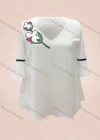 Wholesale Women's Casual Floral Embroidery V Neck Cold Shoulder Blouse - Liuhuamall
