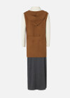 Wholesale Women's Plain Sleeveless Hooded Belted Side Slit Cardigan - Liuhuamall