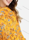 Wholesale Women's Floral Print Poet Sleeve Mock Neck High Waist Short Dress - Liuhuamall