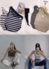 Wholesale Women's Casual Plain Slanted Shoulder Crop Tank top - Liuhuamall