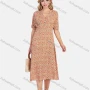 Wholesale Women's Casual V Neck Half Sleeve Allover Floral Print Midi Dress preview