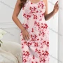 Wholesale Women's Comfy Milk Silk Floral Print Lettuce Trim Cami Lounge Midi Nightdress DM1105-01# preview